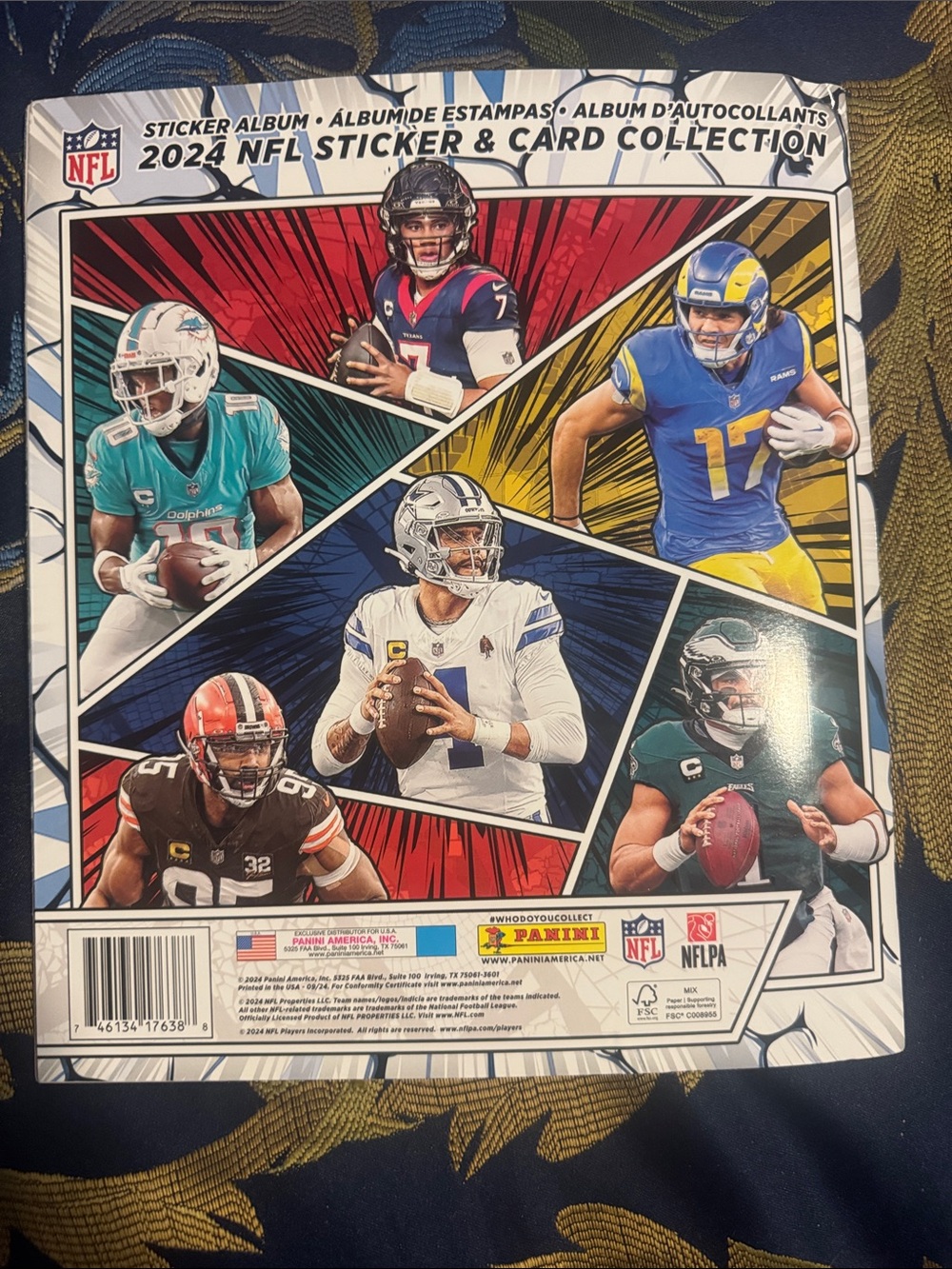 Panini NFL Sticker & Card Album Cover — Red, Black, White, Blue